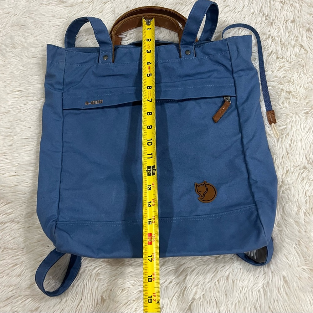 Fjallraven Blue Tote Backpack with Brown Leather Accents - Picture 4 of 12